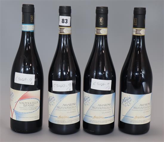 Four bottles of Antolini Amarone della Valpolicella Classico Moropio DOCG, Antolini Valpolicella Ripasso Classico Superiore,